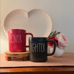 Rae Dunn Lover & Fighter Mug Set